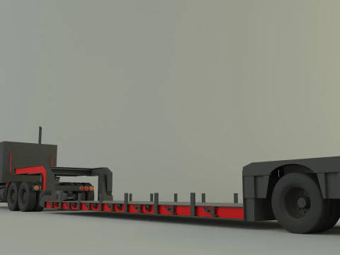 Truck 3ax lowbed trailer 3D Model