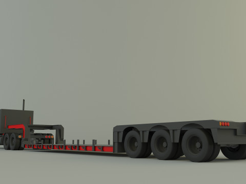 Truck 3ax lowbed trailer Modello 3D