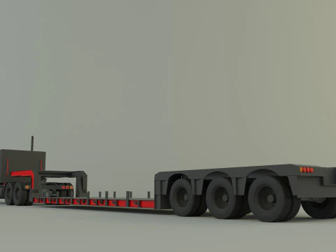Truck 3ax lowbed trailer 3D Model
