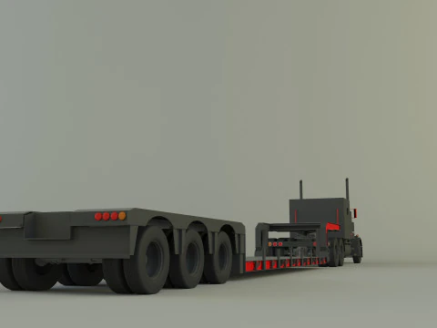 Truck 3ax lowbed trailer 3D Model