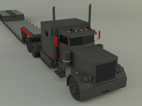Truck 3ax lowbed trailer Modello 3D