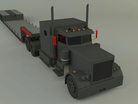 Truck 3ax lowbed trailer 3D Model