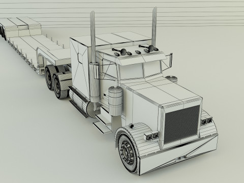 Truck 3ax lowbed trailer Modello 3D