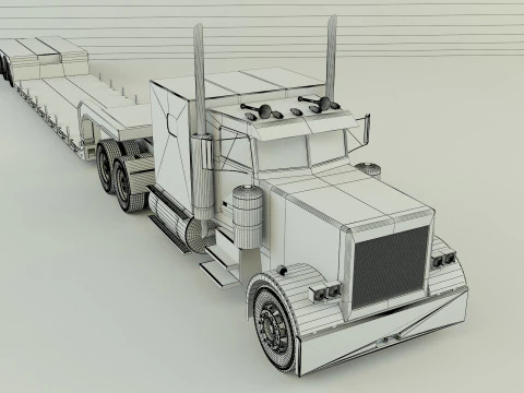 Truck 3ax lowbed trailer 3D Model