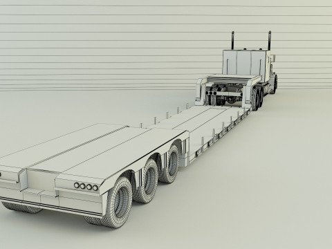 Truck 3ax lowbed trailer Modello 3D