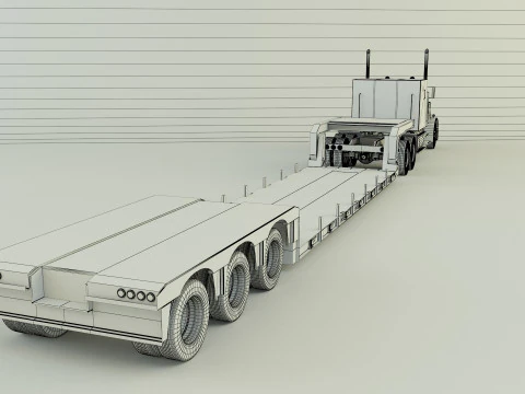 Truck 3ax lowbed trailer 3D Model