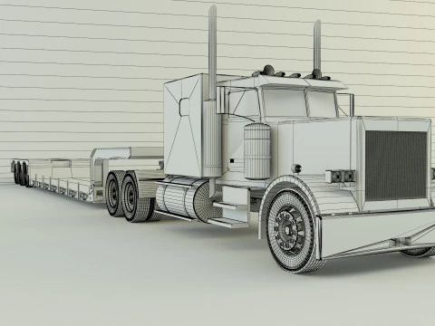 Truck 3ax lowbed trailer 3D Model