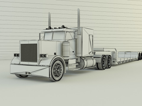 Truck 3ax lowbed trailer Modello 3D