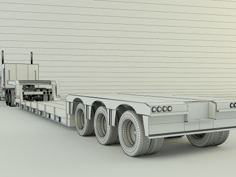 Truck 3ax lowbed trailer Modello 3D