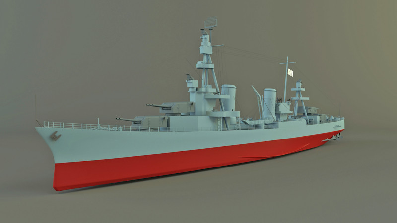 USS Pensacola CA-24 cruiser 1941 warship 3D Модель .c4d .max .obj .3ds .fbx .stl .blend