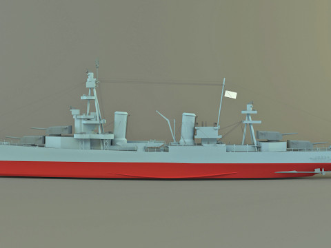 USS Pensacola CA-24 cruiser 1941 warship 3D Модель