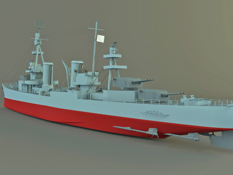 USS Pensacola CA-24 cruiser 1941 warship 3D Модель