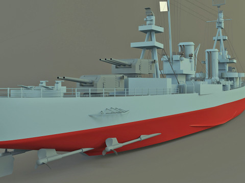 USS Pensacola CA-24 cruiser 1941 warship 3D Модель