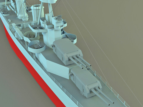USS Pensacola CA-24 cruiser 1941 warship 3D Модель