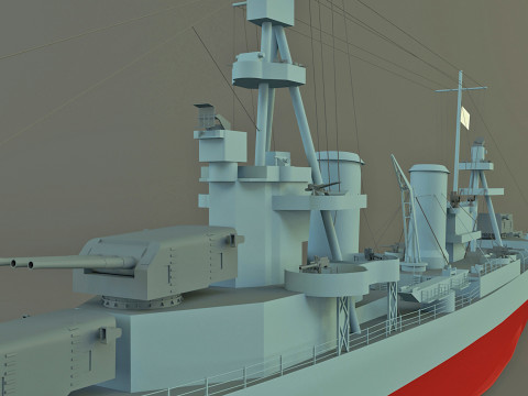 USS Pensacola CA-24 cruiser 1941 warship 3D Модель