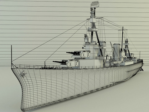 USS Pensacola CA-24 cruiser 1941 warship 3D Модель