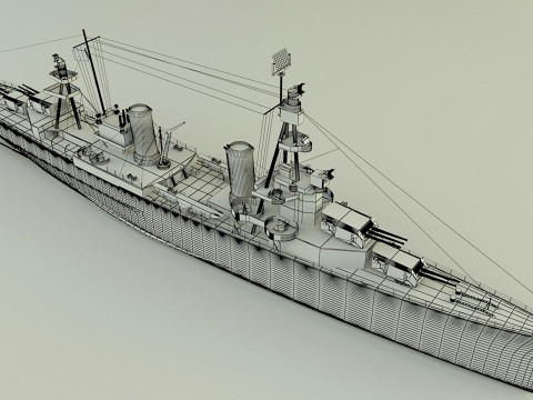 USS Pensacola CA-24 cruiser 1941 warship 3D Модель