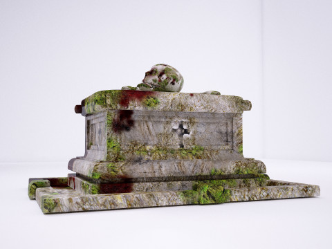Stone skull crate 3D Modello 3D