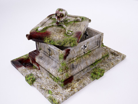 Stone skull crate 3D Modello 3D