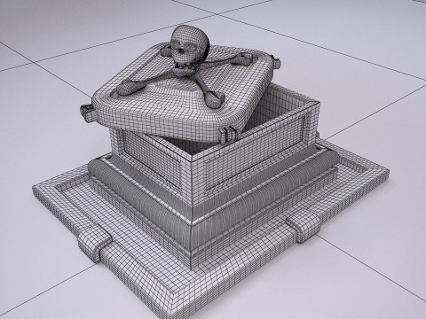 Stone skull crate 3D Modello 3D