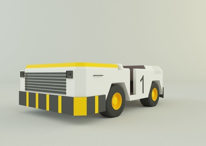 Tow flight deck tractor Low-poly 3D Modell .c4d .max .obj .3ds .fbx .stl .blend