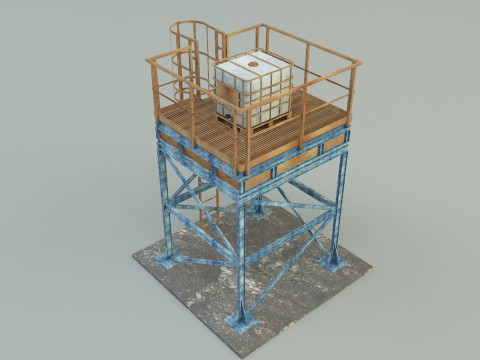 Tower structure oil tank 3D Model