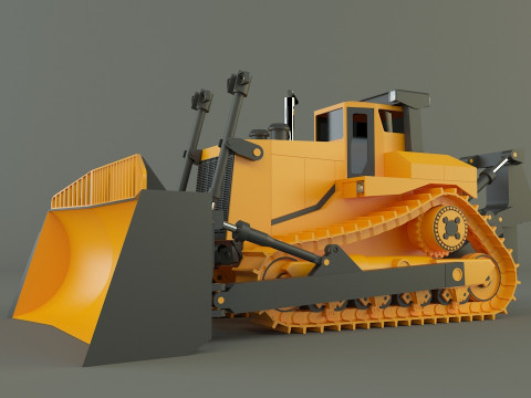 Yellow bulldozer work machine 3D Model
