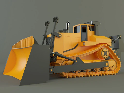 Yellow bulldozer work machine 3D Model