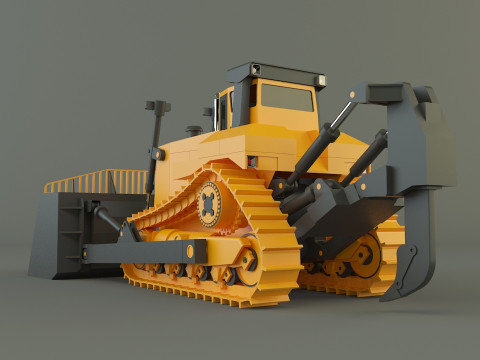 Yellow bulldozer work machine 3D Model