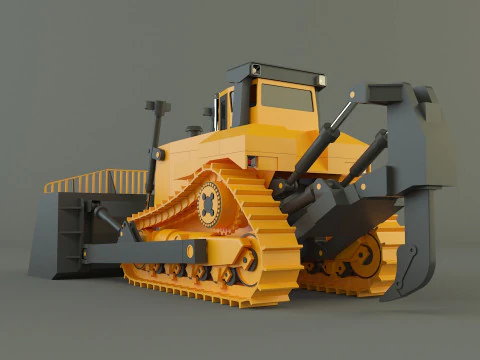 Yellow bulldozer work machine 3D Model