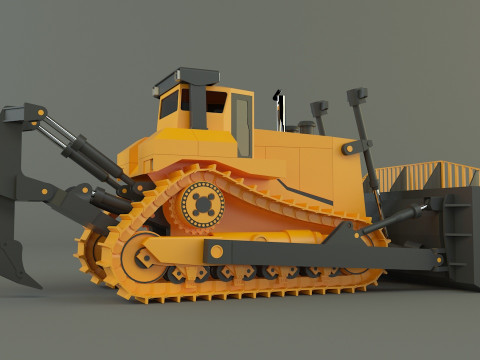 Yellow bulldozer work machine 3D Model