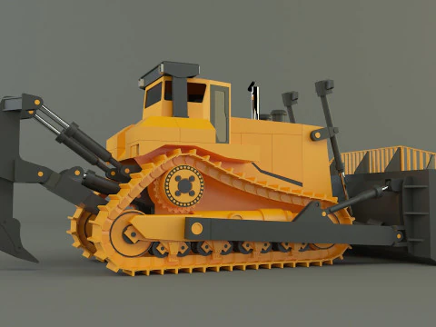 Yellow bulldozer work machine 3D Model