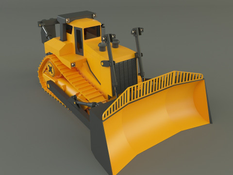 Yellow bulldozer work machine 3D Model