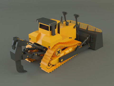Yellow bulldozer work machine 3D Model