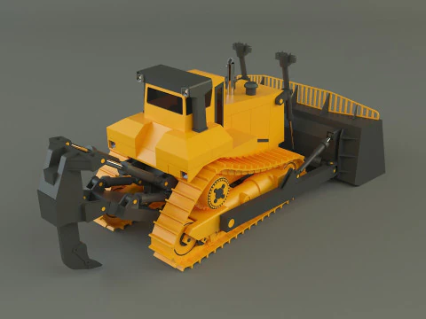 Yellow bulldozer work machine 3D Model