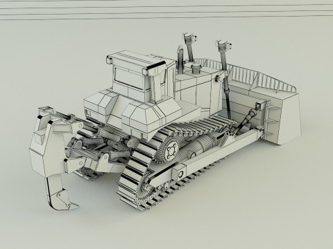 Yellow bulldozer work machine 3D Model
