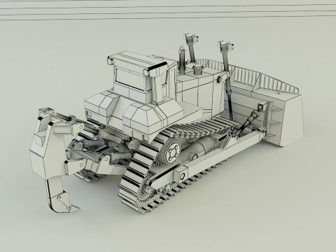 Yellow bulldozer work machine 3D Model