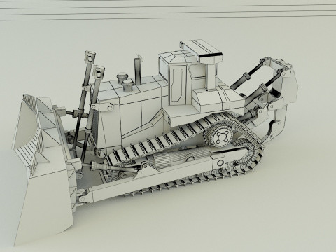Yellow bulldozer work machine 3D Model