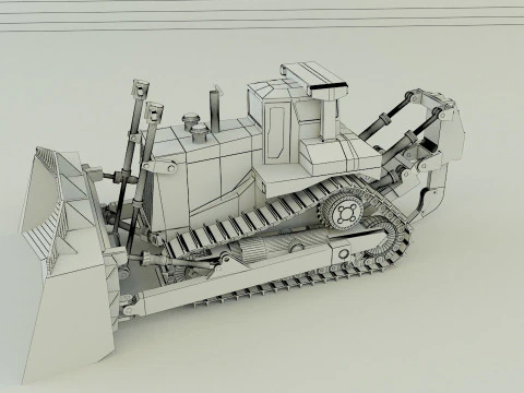 Yellow bulldozer work machine 3D Model