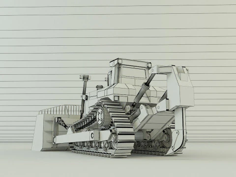 Yellow bulldozer work machine 3D Model