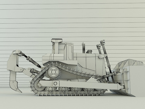 Yellow bulldozer work machine 3D Model