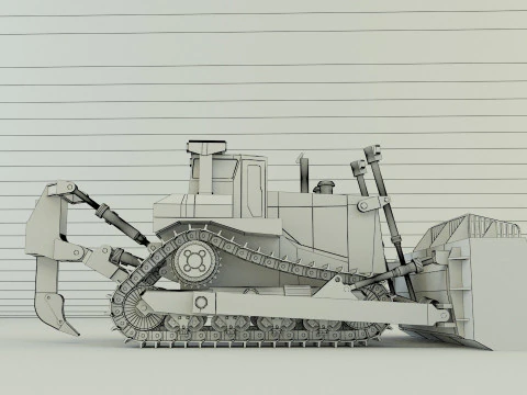 Yellow bulldozer work machine 3D Model