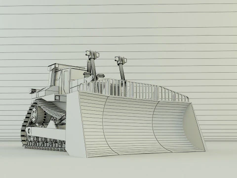 Yellow bulldozer work machine 3D Model