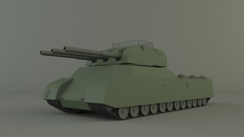 Zbiornik grzechotkowy Landkreuzer P1000 Model 3D .c4d .max .obj .3ds .fbx .stl .blend