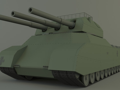 Zbiornik grzechotkowy Landkreuzer P1000 Model 3D