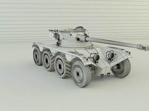 Panhard EBR 75 military tank 3D Model