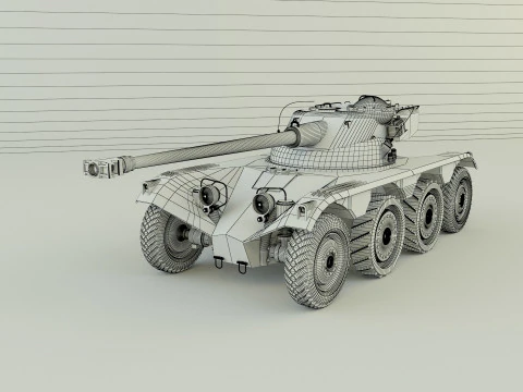 Panhard EBR 75 military tank 3D Model
