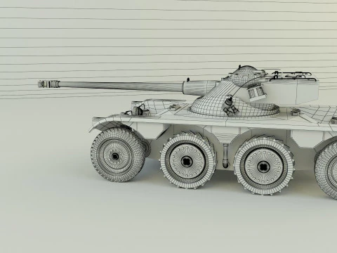Panhard EBR 75 military tank 3D Model