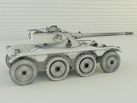 Panhard EBR 75 military tank 3D Model