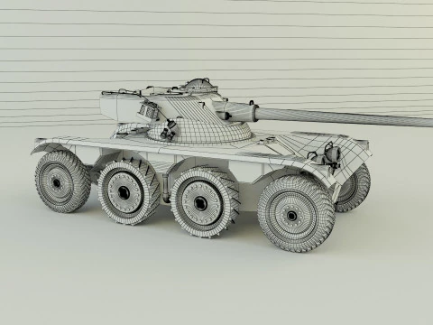 Panhard EBR 75 military tank 3D Model
